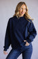 Mock Neck Oversized Fleece Pullover for Women in Navy
