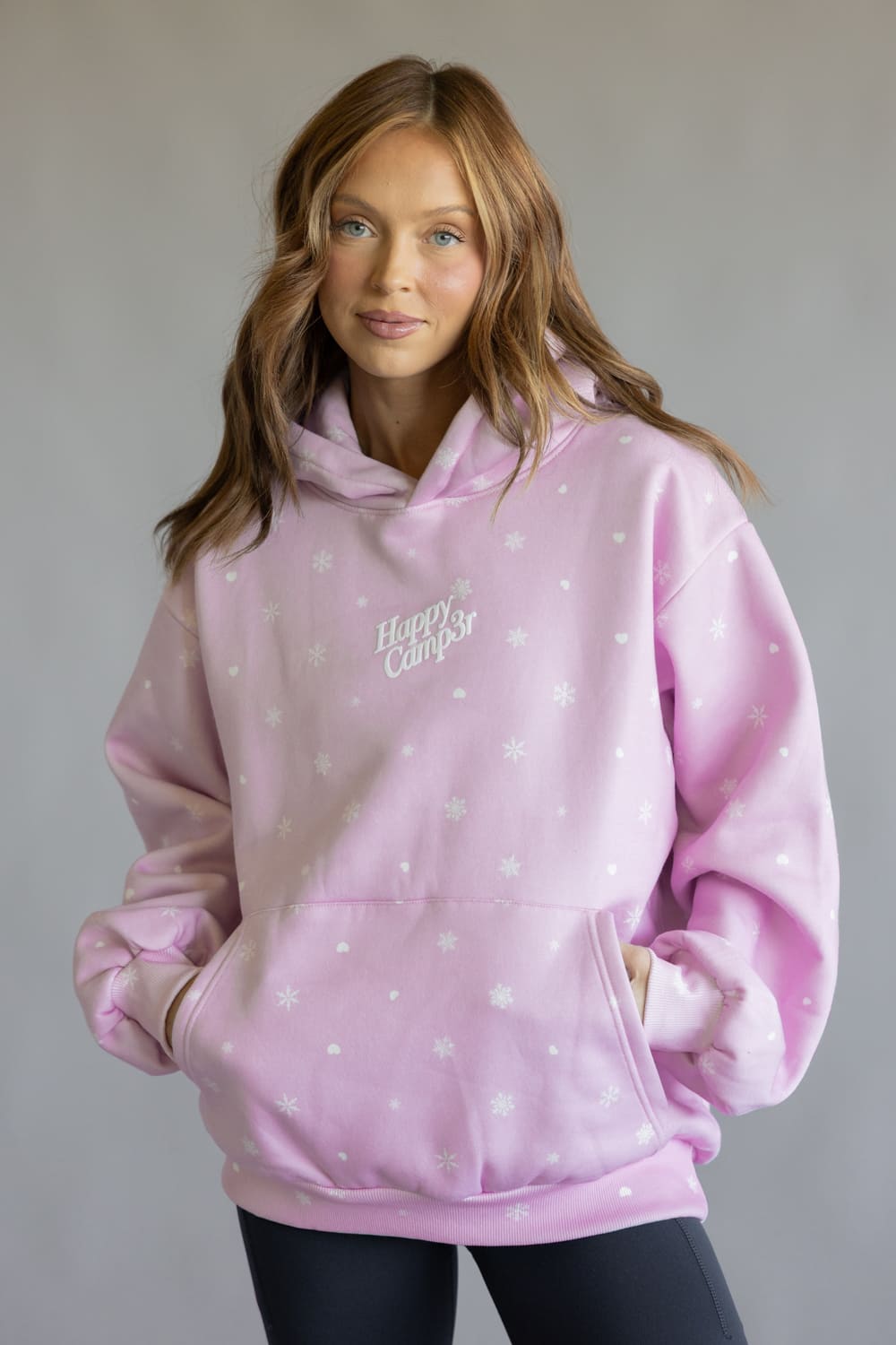 Happy Camp3r Puff Snow Angel Hoodie for Women in Light Pink