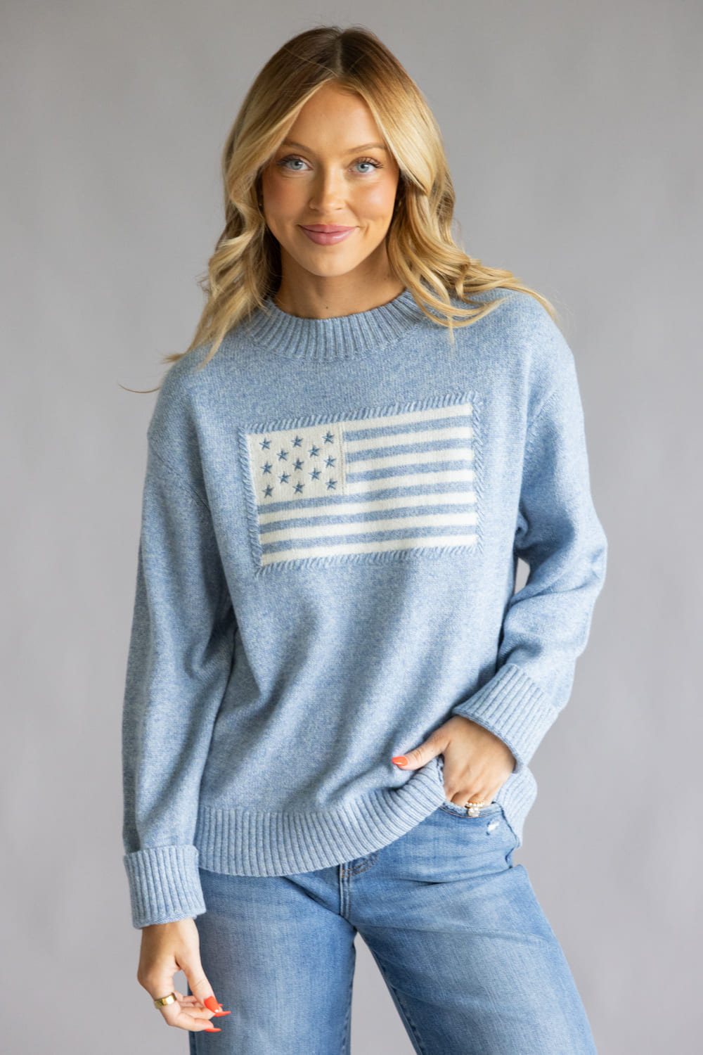 Thread & Supply Knit Allegiance Sweater for Women in Heather Blue