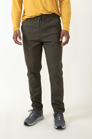 Copper & Oak Elastic File Tech Jogger Pants for Men in Dark Olive