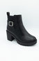 Top Moda Bianca Buckle Lug Booties for Women in Black