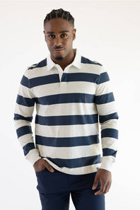 Flag & Anthem Troy Rugby Polo for Men in Oatmeal Navy