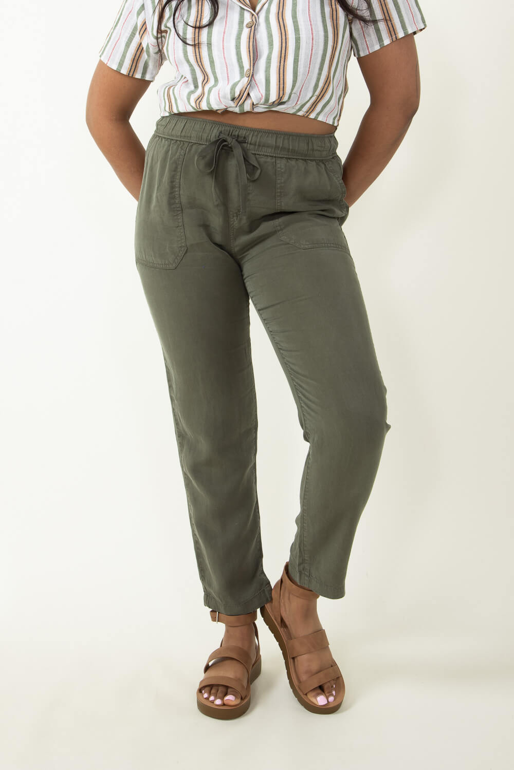 Be Cool Tencel Drawstring Pants for Women in Dark Olive at Glik's , M