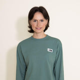 The North Face Heritage Patch Long Sleeve T-Shirt for Women in Sage Green
