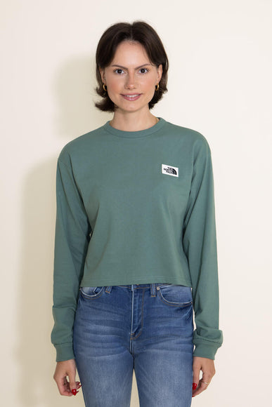 The North Face Heritage Patch Long Sleeve T-Shirt for Women in Sage Green