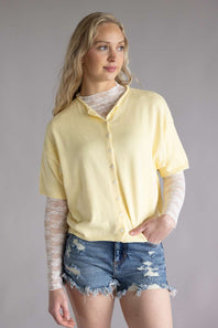 Things Between Half Sleeve Toby Cardigan for Women in Butter Yellow | TBW13717-BTR