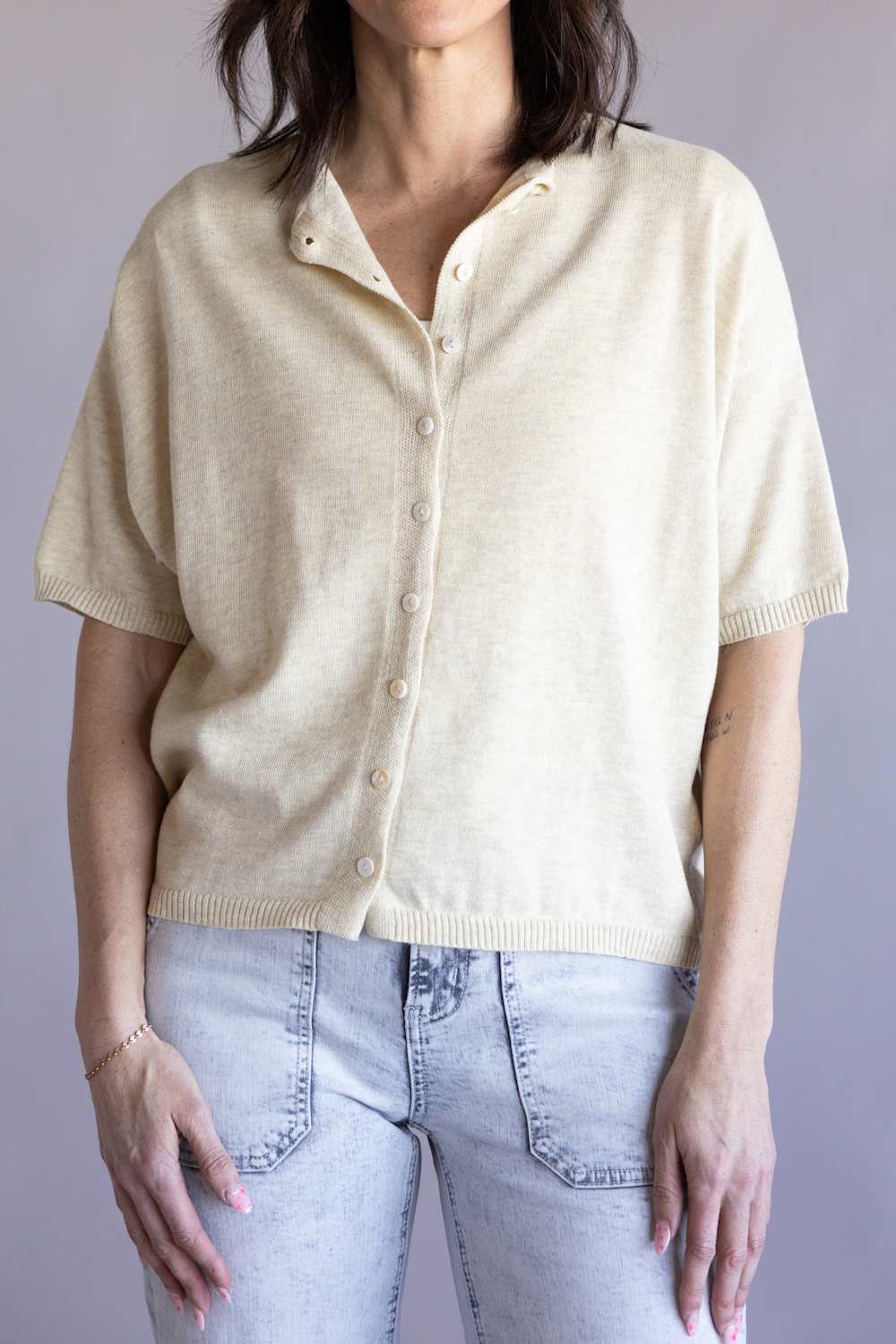 Things Between Half Sleeve Toby Cardigan for Women in Oatmeal | TBW13717-OAT