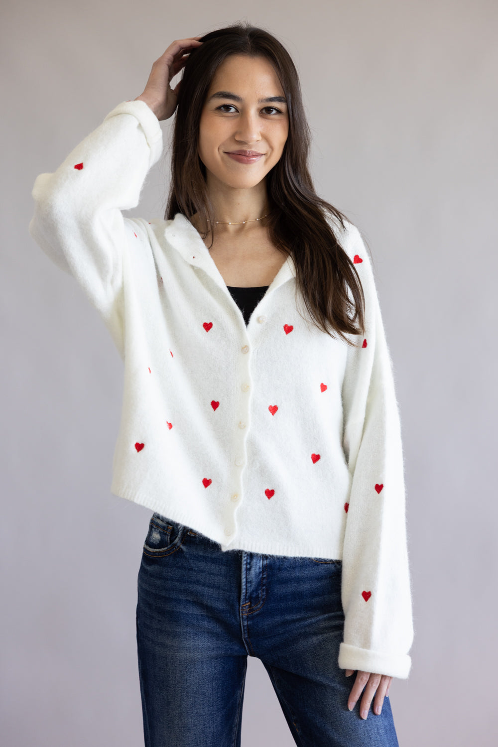Things Between Heart Piper Cardigan for Women in White | TBW13321-SNWRED