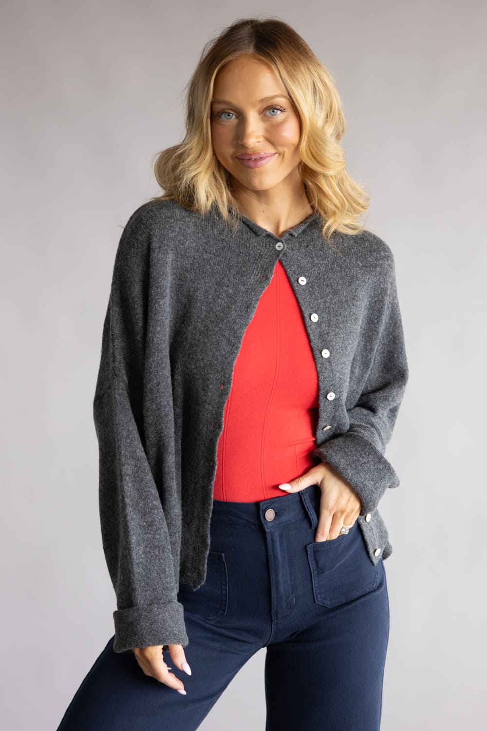 Things Between Piper Cardigan for Women in Charcoal
