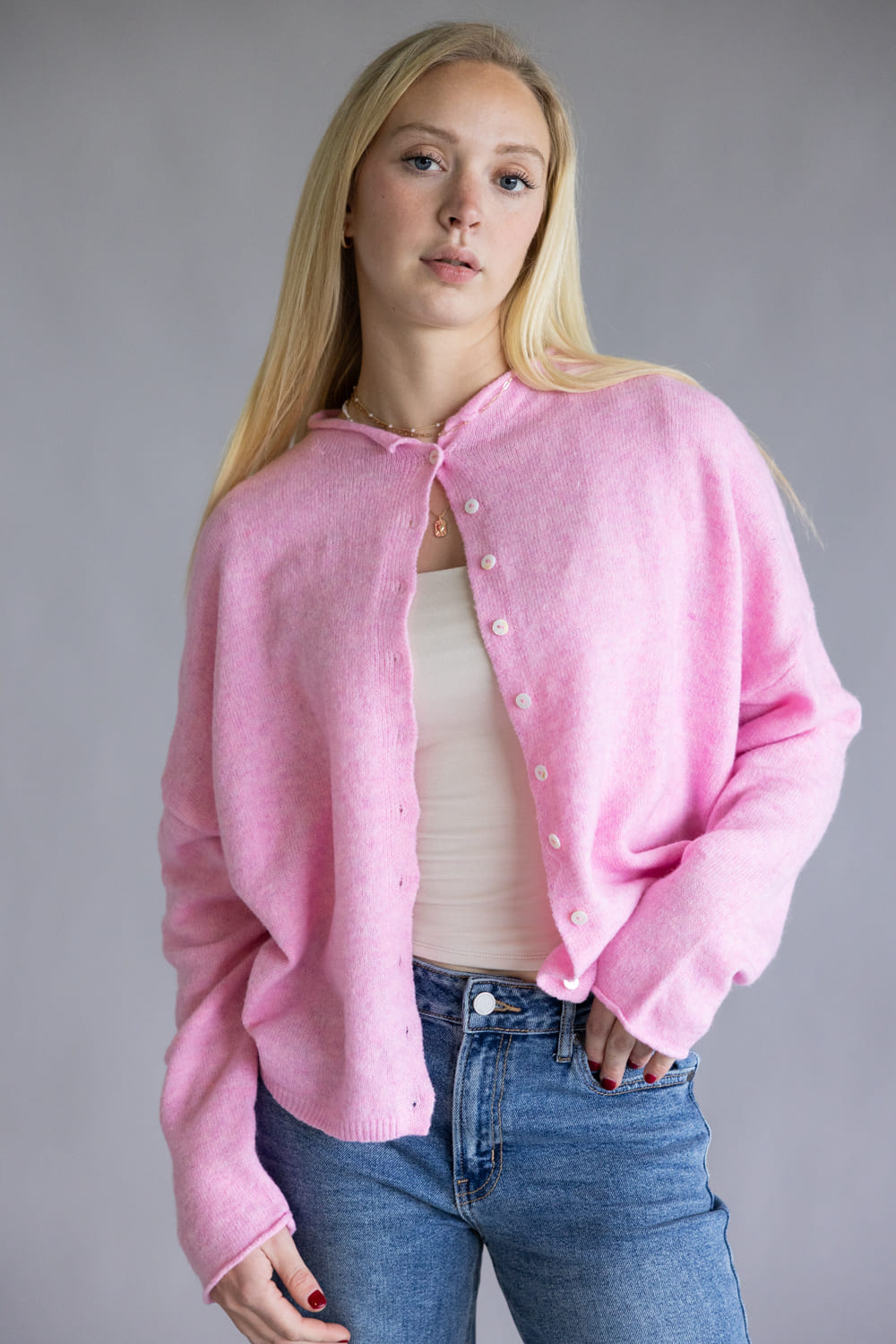 Things Between Piper Cardigan for Women in Pale Pink