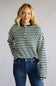 Things Between Piper Henley Shirt for Women in Forest Green Stripe