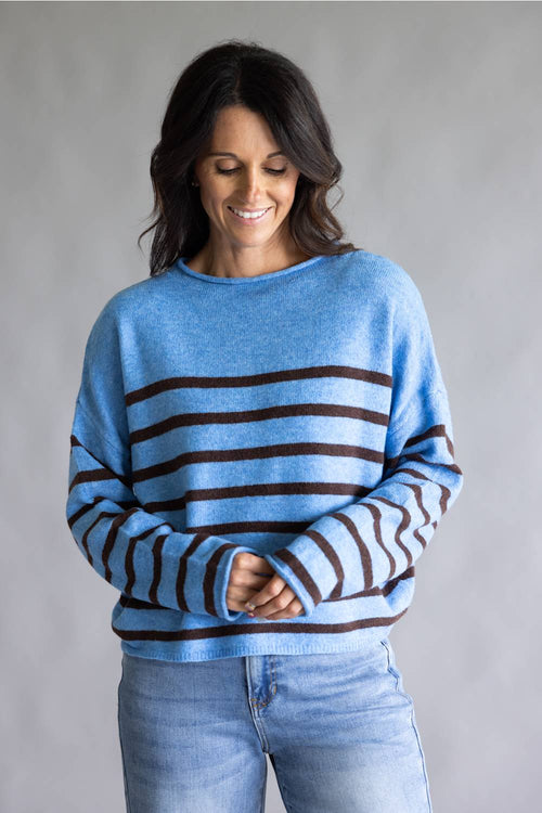 Things Between Striped Piper Pullover for Women in Blue