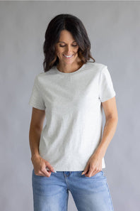 Thread & Supply Asher Striped T-Shirt for Women in Light Heather