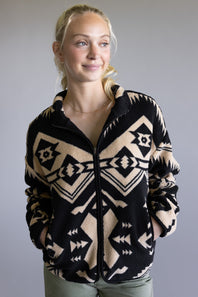Thread & Supply Canyon Jacket for Women in Cream Black Aztec