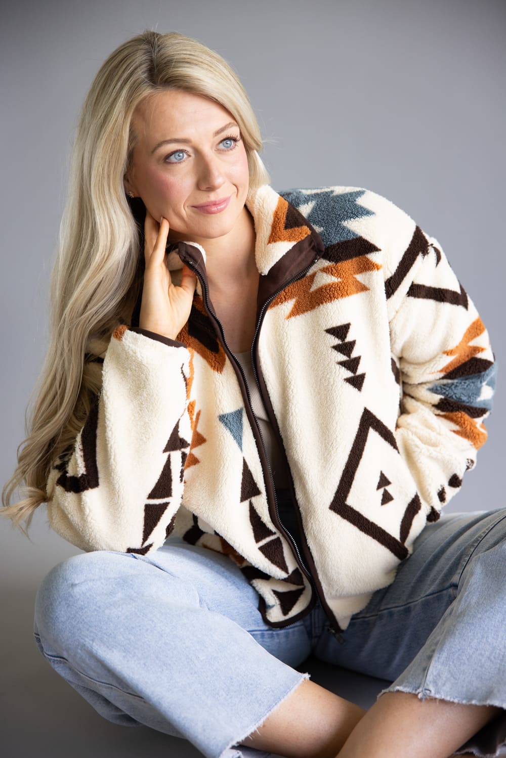 Thread & Supply Canyon Jacket for Women in Cream Hazel Aztec