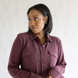 Thread & Supply Cassin Soft Luxe Button Up Shirt for Women in Wine Heather