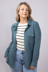 Thread & Supply Cassin Soft Luxe Button Up Shirt in Spruce Heather