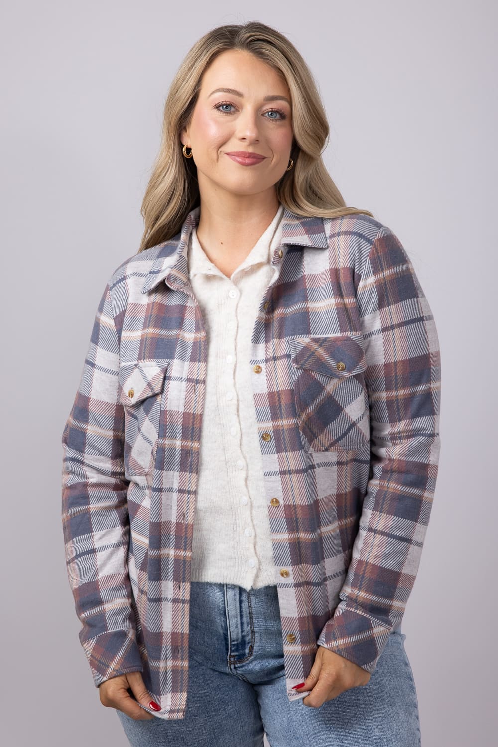 Thread & Supply Cassin Soft Luxe Button Up Shirt in Vintage Indigo Plaid