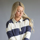 Thread & Supply Delta Stripe Shirt for Women in Navy Ivory