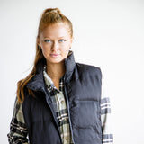 Thread & Supply Issey Cropped Puffer Vest for Women in Black