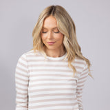 Thread & Supply Jess Striped Long Sleeve Shirt for Women in White/Tan