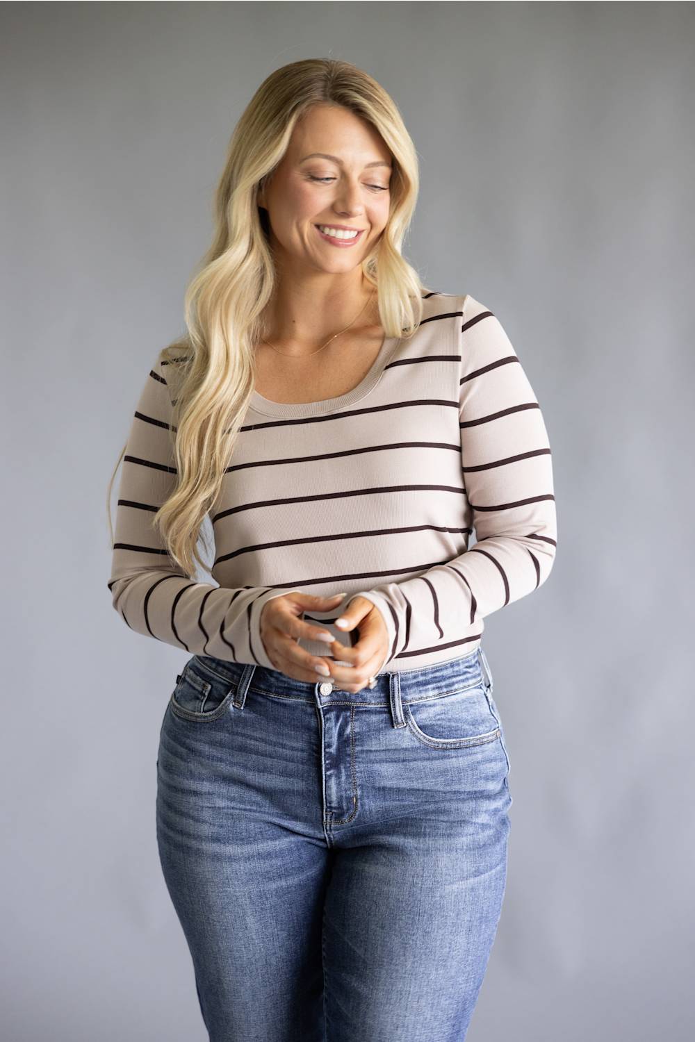 Thread & Supply Lauren Stripe Shirt for Women in Pebble Brown