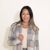 Thread & Supply Lewis Soft Luxe Button Up Shirt for Women in Grey/Brown Plaid
