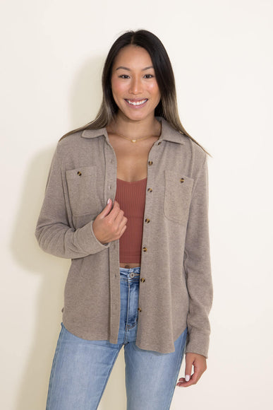 Thread & Supply Lewis Button Up Shirt for Women in Taupe