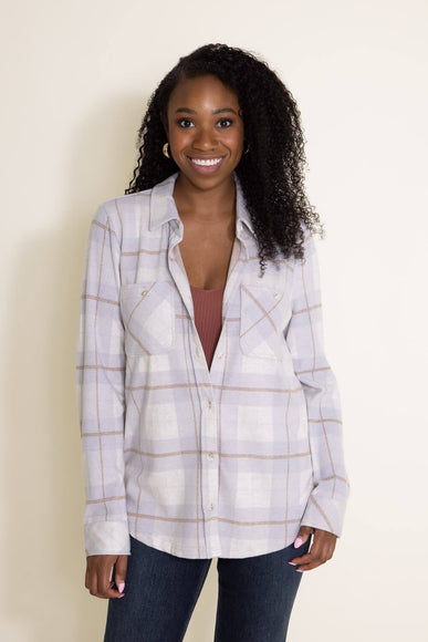Thread & Supply Lewis Plaid Button Up Shirt for Women in White/Blue