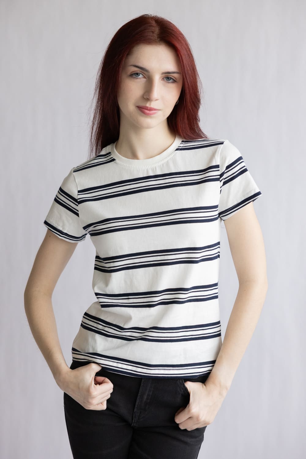 Thread & Supply Natalie Tee for Women in Ivory Navy