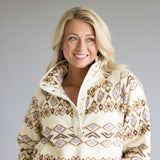 Thread & Supply Piper Snap Pullover for Women in Cream Aztec