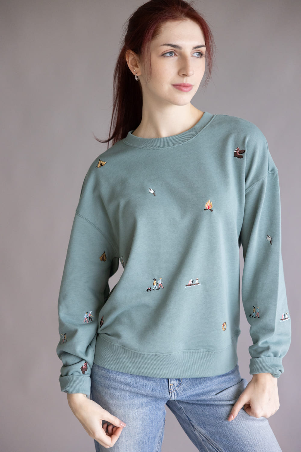 Thread & Supply Road Trip Sweatshirt for Women in Teal Blue