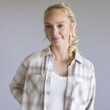 Thread & Supply Saja Button Up Shirt for Women in Mauve Taupe Plaid