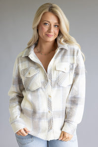 Thread & Supply Santa Fe Jacket for Women in Ivory Plaid