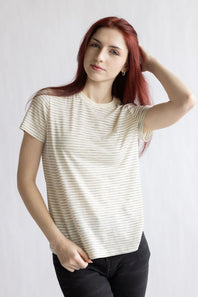 Thread & Supply Sarah Tee for Women in Ivory Black