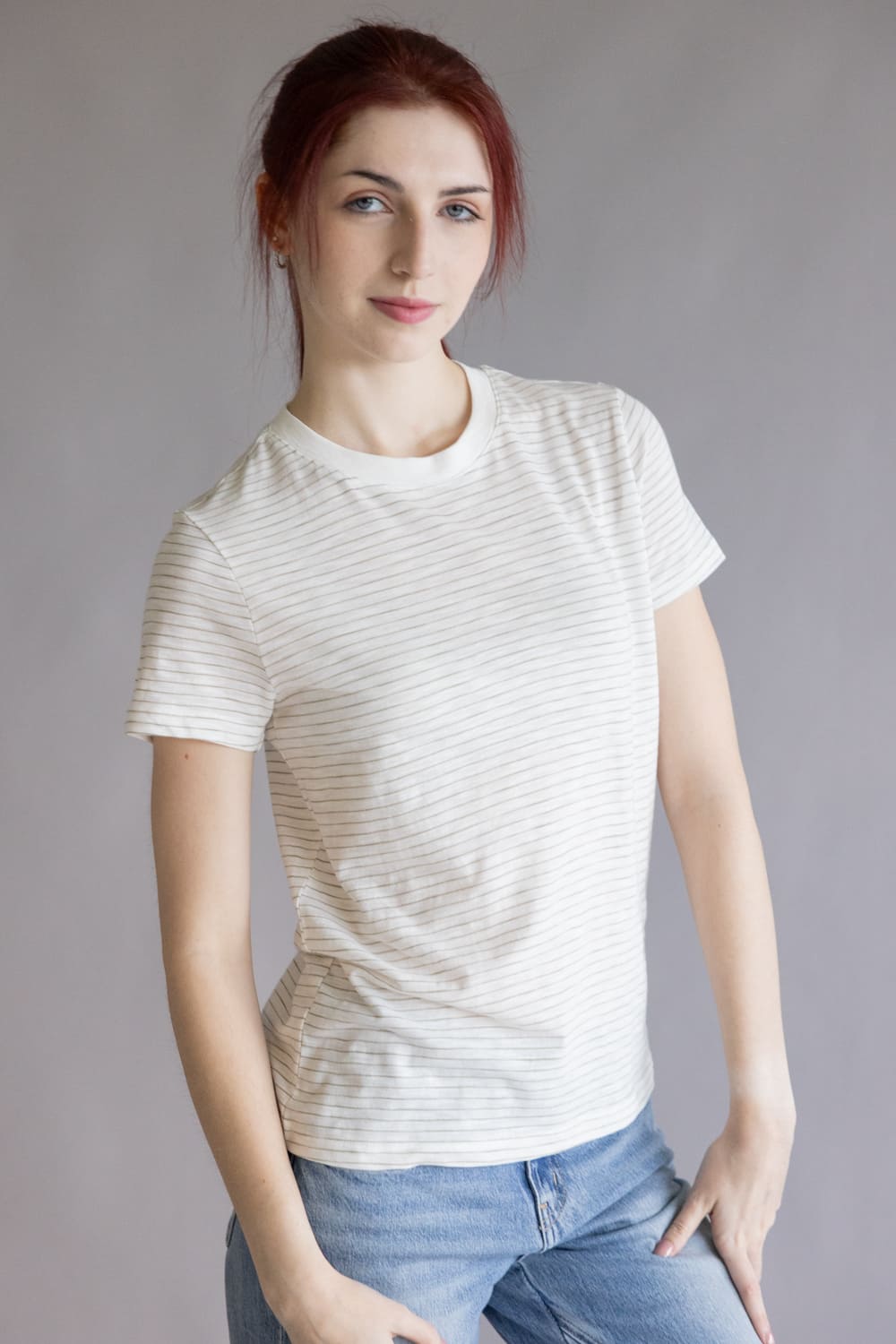 Thread & Supply Sarah Tee for Women in Ivory Green Tea