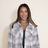 Thread & Supply Tullis Shacket for Women in Grey/White Plaid