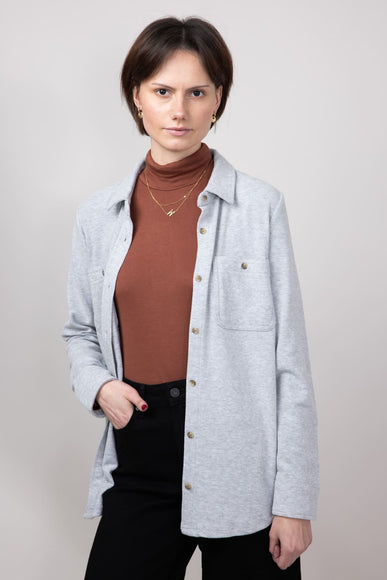 Thread & Supply Lewis Soft Luxe Button Up Shirt for Women in Medium Grey Heather