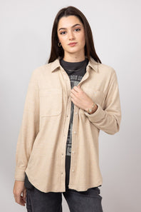 Thread & Supply Lewis Soft Luxe Button Up Shirt for Women in Striped Iced Coffee