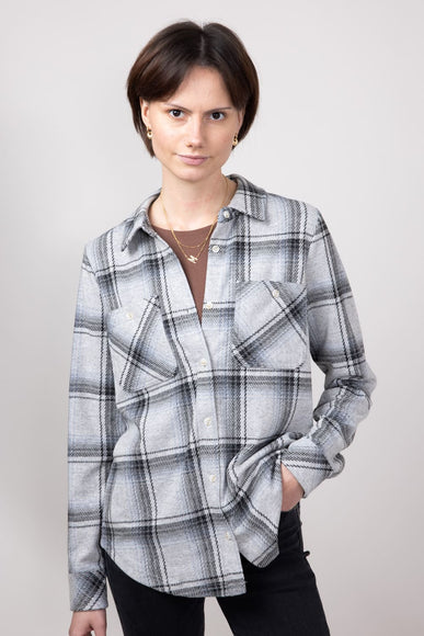 Thread & Supply Lewis Soft Luxe Button Up Shirt for Women in Black/Grey Plaid