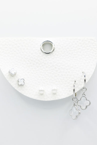 Three Pair Clover Set for Women in Silver