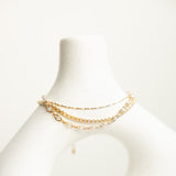 Three-Piece Box Chain Bracelet for Women in Gold