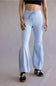 Tie Waist Bubble Flare Leggings for Women in Pastel Blue