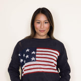 Distressed American Flag Sweater for Women in Charcoal
