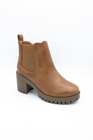 Top Moda Bianca Lug Booties for Women in Tan