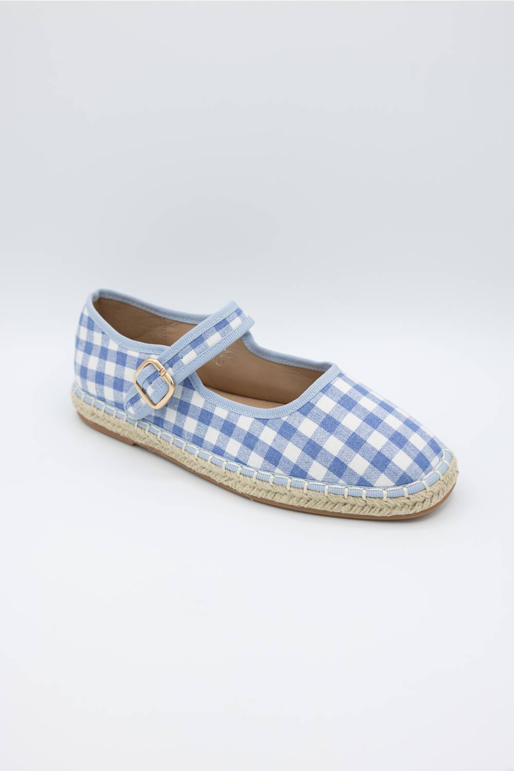 Top Moda Fallon Gingham Mary Jane Flats for Women in Blue
