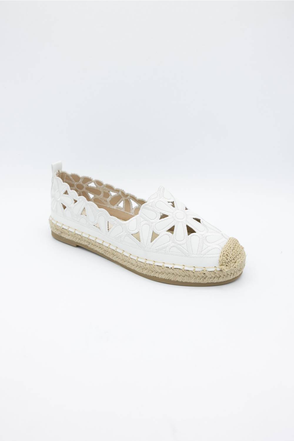 Top Moda Floral Cut Out Flats for Women in White