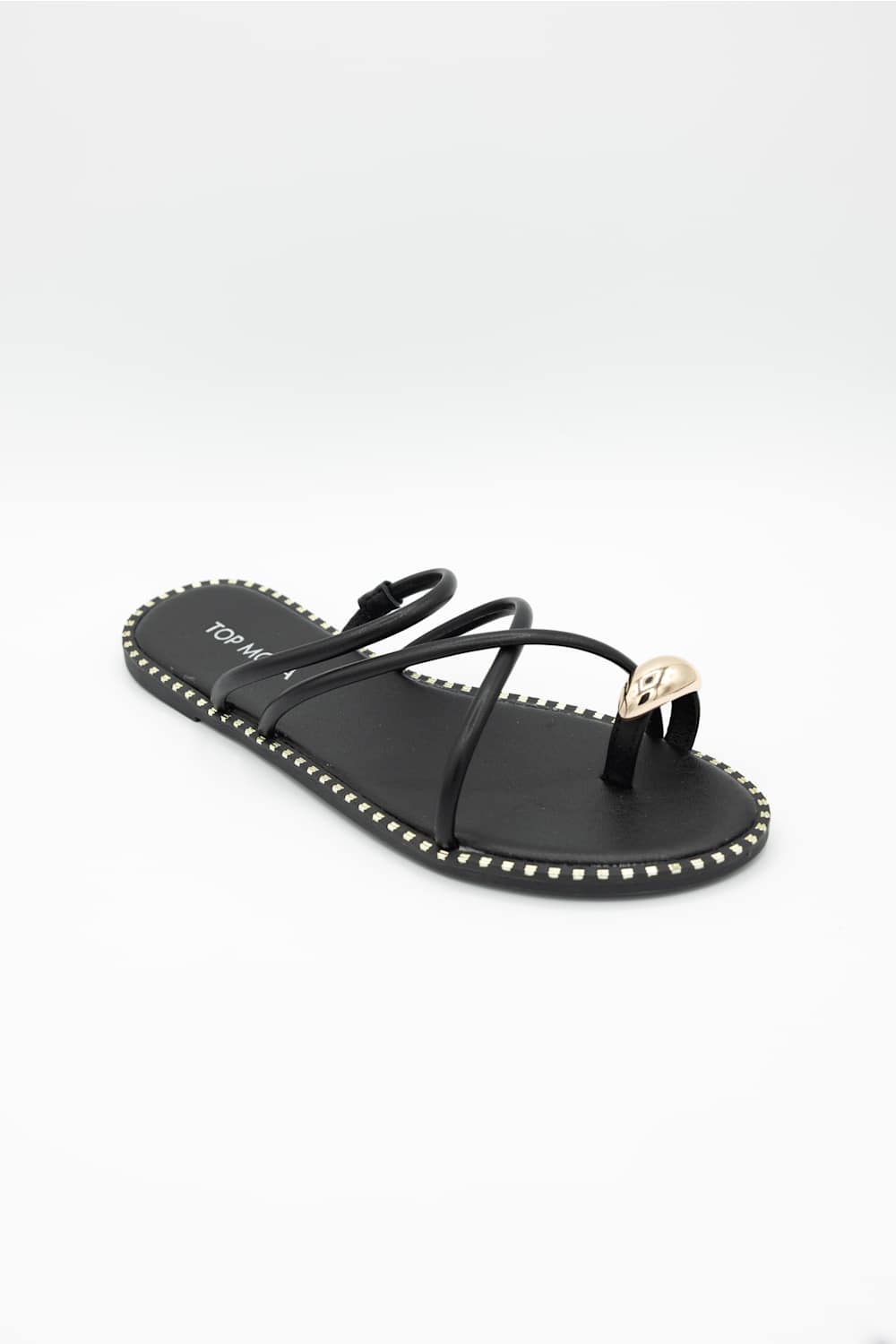Top Moda Mick Toe Loop Slides for Women in Black
