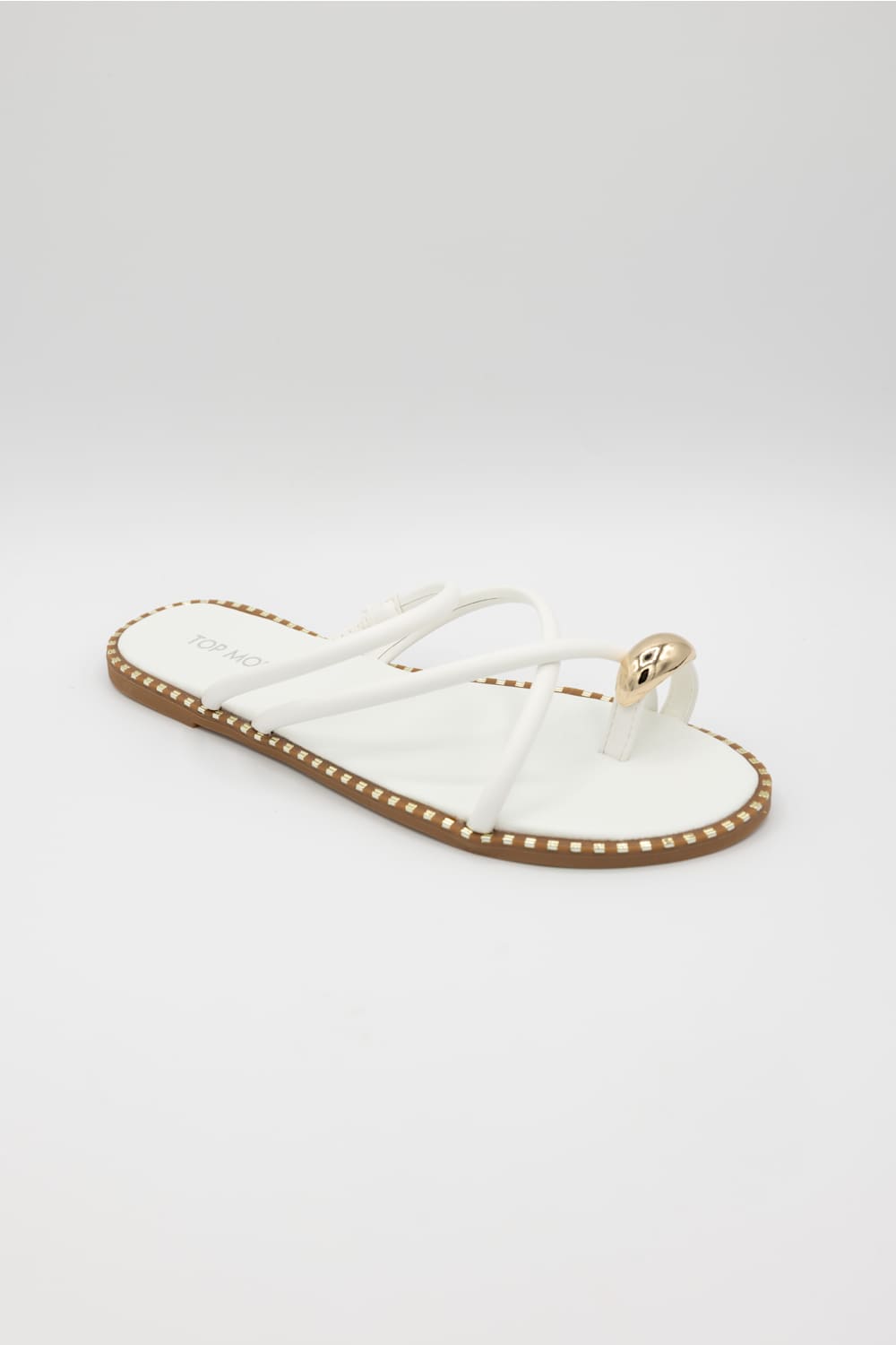 Top Moda Mick toe loop slides white 