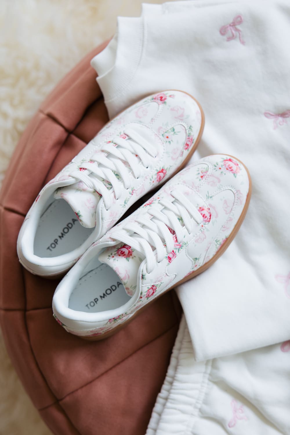 Top Moda Remus Floral Sneakers for Women in White